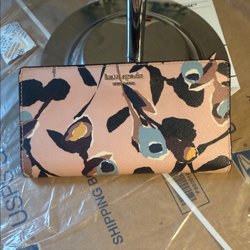Kate Spade Floral Wallet - Pink, Black, and Blue